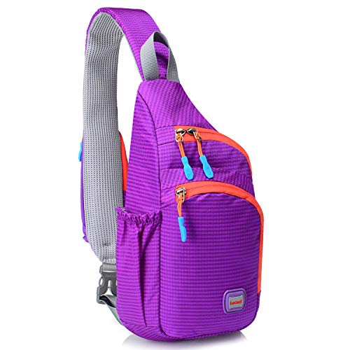 Lecxci Outdoor Chest Sling Bag Lightweight Waterproof Backpack for Unisex/Man/Women(M,purple)