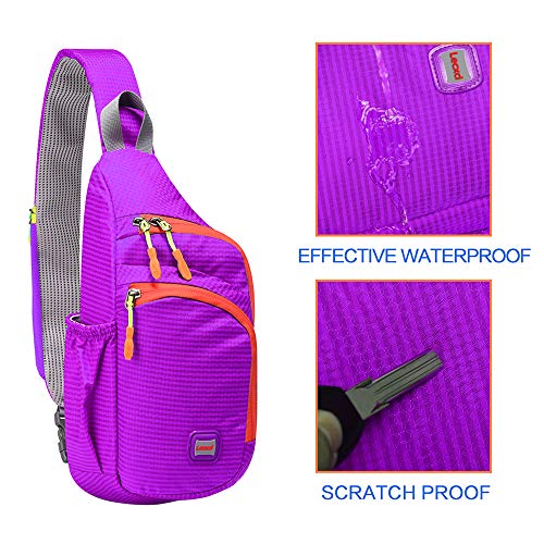 Lecxci Outdoor Chest Sling Bag Lightweight Waterproof Backpack for Unisex/Man/Women(M,purple)