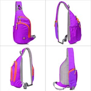 Lecxci Outdoor Chest Sling Bag Lightweight Waterproof Backpack for Unisex/Man/Women(M,purple)