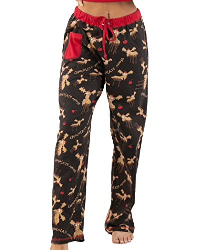 Lazy One Pajamas for Women, Cute Pajama Pants and Top Separates, Chocolate, Moose, Animal