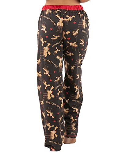 Lazy One Pajamas for Women, Cute Pajama Pants and Top Separates, Chocolate, Moose, Animal