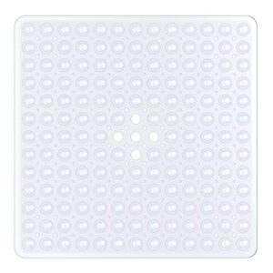 xiyunte square shower mat non slip - 21 x 21inch square bath shower tub mat, square rubber bath mats for shower, non slip bathtub mats with suction cups & drain holes, machine washable, clear