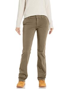 dickies womens perfect shape bootcut twill work utility pants, rinsed oxford stone, 14 us