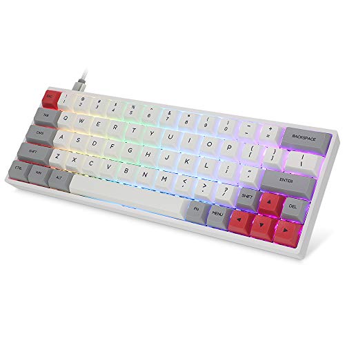 60% Mechanical Keyboard, RGB LED Backlit, Gateron Optical Switch, Macros, Waterproof, Ergonomic USB Wired Gaming Keyboard for PC/Mac Gamer(PBT Caps)