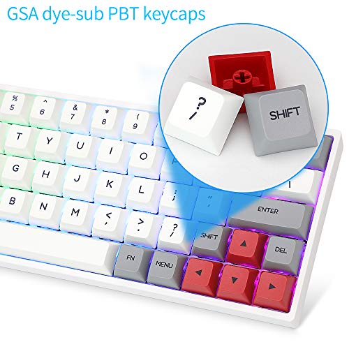 60% Mechanical Keyboard, RGB LED Backlit, Gateron Optical Switch, Macros, Waterproof, Ergonomic USB Wired Gaming Keyboard for PC/Mac Gamer(PBT Caps)