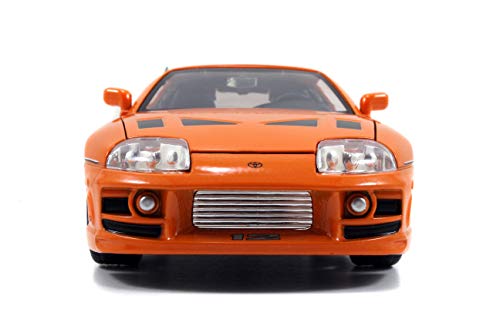 Jada Toys Fast & Furious Brian & Toyota Supra, 1:24 Scale Build n' Collect Die-Cast Model Kit with 2.75" Die-Cast Figure , Orange