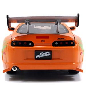 Jada Toys Fast & Furious Brian & Toyota Supra, 1:24 Scale Build n' Collect Die-Cast Model Kit with 2.75" Die-Cast Figure , Orange