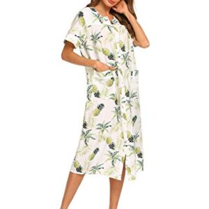 Ekouaer Womens, Long Nightgown Nightshirt, Cotton Sleep Shirts, Plus Size Sleepwear, Nursing Robe, Pattern2, XX-Large