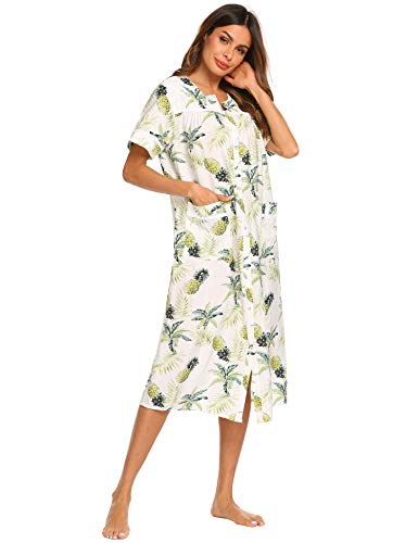 Ekouaer Womens, Long Nightgown Nightshirt, Cotton Sleep Shirts, Plus Size Sleepwear, Nursing Robe, Pattern2, XX-Large