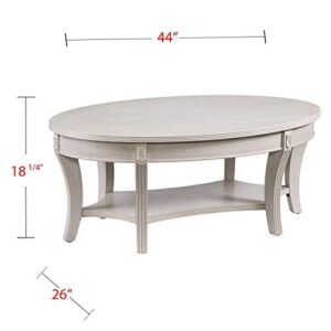 SEI Furniture Laverly Traditional Oval Coffee Table, Distressed Whitewash