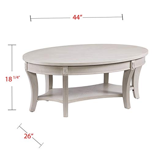 SEI Furniture Laverly Traditional Oval Coffee Table, Distressed Whitewash