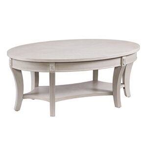 sei furniture laverly traditional oval coffee table, distressed whitewash