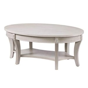 SEI Furniture Laverly Traditional Oval Coffee Table, Distressed Whitewash