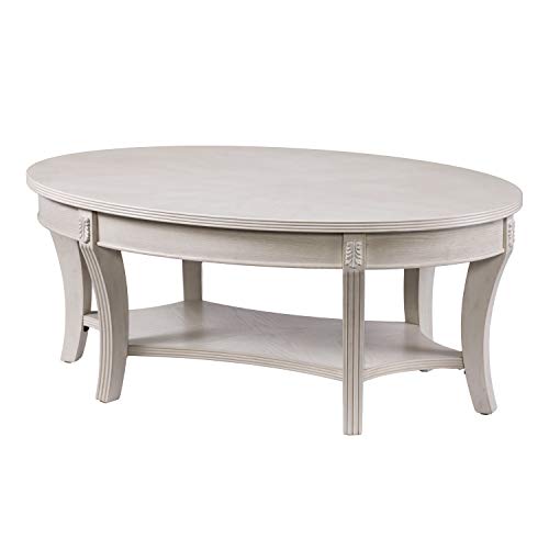 SEI Furniture Laverly Traditional Oval Coffee Table, Distressed Whitewash