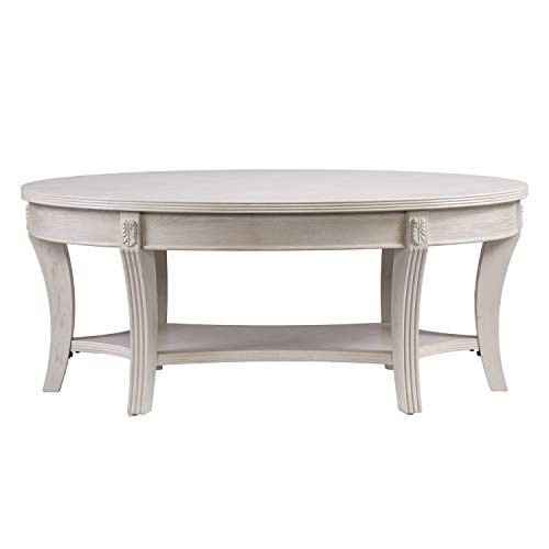 SEI Furniture Laverly Traditional Oval Coffee Table, Distressed Whitewash