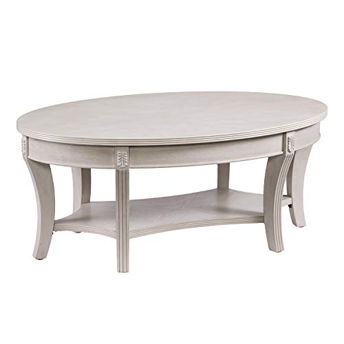 SEI Furniture Laverly Traditional Oval Coffee Table, Distressed Whitewash