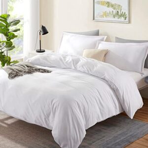 LinenHouse Premium Duvet Cover Set Over Size King 120'' x 98'' Size with Zipper Closure & Corner Ties, Ultra Silky Soft Premium 100% Egyptian Cotton 1000 Thread Count -White Solid