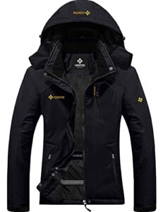 gemyse women's mountain waterproof ski snow jacket winter windproof rain jacket(black，x-large)