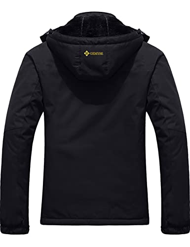 GEMYSE Women's Mountain Waterproof Ski Snow Jacket Winter Windproof Rain Jacket(Black，X-Large)