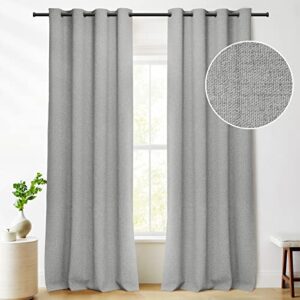 rose home fashion blackout curtains for bedroom, primitive linen look, 100% blackout curtains linen blackout curtains, grommet curtains for living room, burlap curtains-2 panels (50x84 grey)