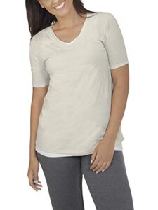 fruit of the loom womens essentials french terry pants and tri-blend tees t shirt, v-neck - white fleck, x-large us