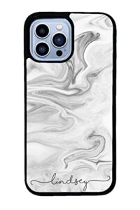 black and white marble script personalized apple iphone black rubber phone case compatible with iphone 14 pro max, pro, max, iphone 13 pro max mini, 12 pro max mini, 11 pro max x xs max xr 8 7 plus