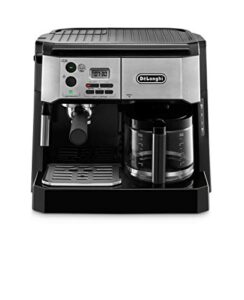 de'longhi bco430bm all-in-one combination maker & espresso machine + advanced milk frother for cappuccino, latte & macchiato + glass coffee pot 10-cup