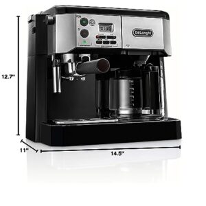 De'Longhi BCO430BM All-in-One Combination Maker & Espresso Machine + Advanced Milk Frother for Cappuccino, Latte & Macchiato + Glass Coffee Pot 10-Cup