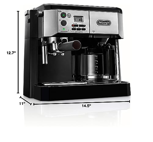 De'Longhi BCO430BM All-in-One Combination Maker & Espresso Machine + Advanced Milk Frother for Cappuccino, Latte & Macchiato + Glass Coffee Pot 10-Cup