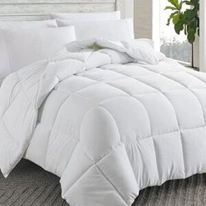 cosybay down alternative comforter (white, full) - all season soft quilted full size bed comforter - duvet insert with corner tabs - winter summer warm fluffy, 82x86 inches