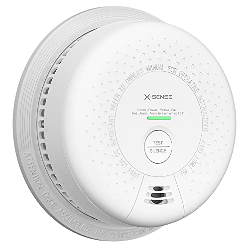 X-Sense 10-Year Battery (Not Hardwired) Combination Smoke and Carbon Monoxide Detector Alarm, Dual Sensor Smoke CO Alarm Complies with UL 217 & UL 2034 Standards, Auto-Check, SC03