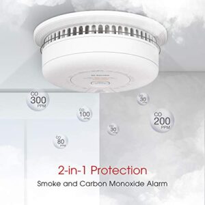 X-Sense 10-Year Battery (Not Hardwired) Combination Smoke and Carbon Monoxide Detector Alarm, Dual Sensor Smoke CO Alarm Complies with UL 217 & UL 2034 Standards, Auto-Check, SC03