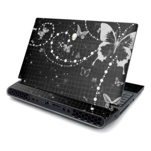 mightyskins skin compatible with alienware area-51m 17" (2019) - black butterfly | protective, durable, and unique vinyl decal wrap cover | easy to apply, remove, and change styles | made in the usa