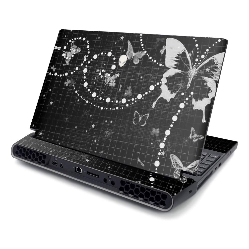 MightySkins Skin Compatible with Alienware Area-51M 17" (2019) - Black Butterfly | Protective, Durable, and Unique Vinyl Decal wrap Cover | Easy to Apply, Remove, and Change Styles | Made in The USA