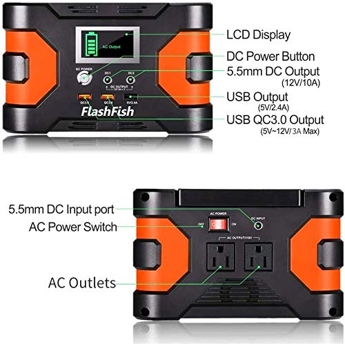 200W Peak Power Station, Flashfish [CPAP] [Battery] 166Wh 45000mAh Backup [Power] [Pack] 110V 150W Lithium [Battery] [Pack] Camping Solar Generator For Camping Home Emergency [Power] Supply