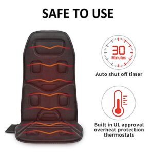 COMFIER Massage Seat Cushion with Heat,10 Vibration Motors Seat Warmer, Back Massager for Chair, Massage Chair Pad for Back Ideal Gifts for Women,Men,Black