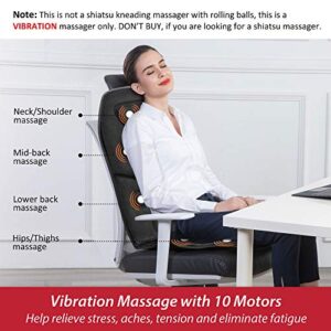 COMFIER Massage Seat Cushion with Heat,10 Vibration Motors Seat Warmer, Back Massager for Chair, Massage Chair Pad for Back Ideal Gifts for Women,Men,Black