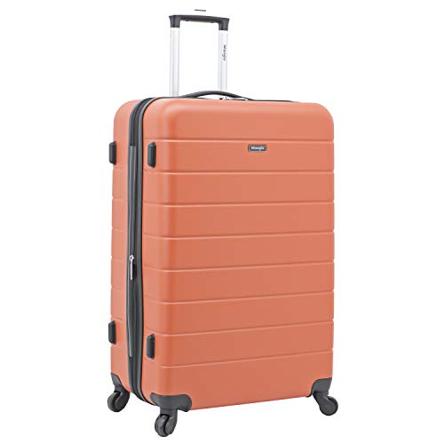 Wrangler Smart Luggage Set with Cup Holder and USB Port, Burnt Orange, 20-Inch Carry-On