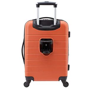 Wrangler Smart Luggage Set with Cup Holder and USB Port, Burnt Orange, 20-Inch Carry-On