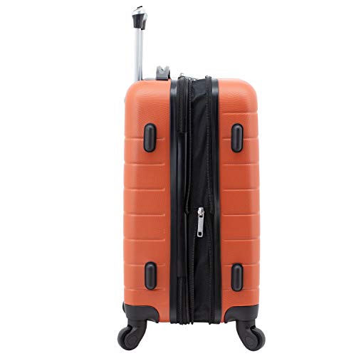 Wrangler Smart Luggage Set with Cup Holder and USB Port, Burnt Orange, 20-Inch Carry-On