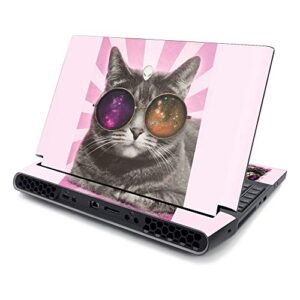mightyskins skin compatible with alienware area-51m 17" (2019) - galaxy cat | protective, durable, and unique vinyl decal wrap cover | easy to apply, remove, and change styles | made in the usa