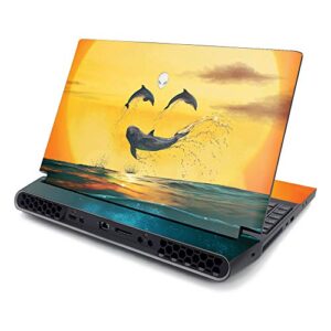 mightyskins skin compatible with alienware area-51m 17" (2019) - dolphin smiley | protective, durable, and unique vinyl decal wrap cover | easy to apply, remove, and change styles | made in the usa