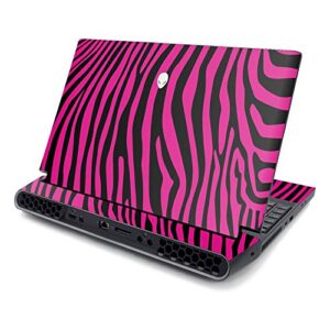 mightyskins skin compatible with alienware area-51m 17" (2019) - pink zebra | protective, durable, and unique vinyl decal wrap cover | easy to apply, remove, and change styles | made in the usa