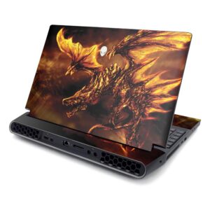mightyskins skin compatible with alienware area-51m 17" (2019) - golden dragon | protective, durable, and unique vinyl decal wrap cover | easy to apply, remove, and change styles | made in the usa