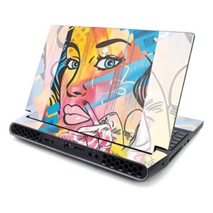mightyskins skin compatible with alienware area-51m 17" (2019) - classy smoker | protective, durable, and unique vinyl decal wrap cover | easy to apply, remove, and change styles | made in the usa