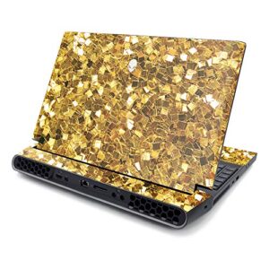 mightyskins skin compatible with alienware area-51m 17" (2019) - gold chips | protective, durable, and unique vinyl decal wrap cover | easy to apply, remove, and change styles | made in the usa