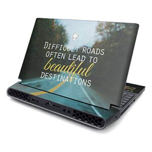 mightyskins skin compatible with alienware area-51m 17" (2019) - difficult roads | protective, durable, and unique vinyl decal wrap cover | easy to apply, remove, and change styles | made in the usa