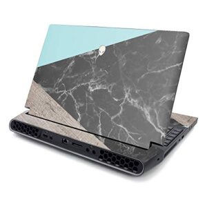 mightyskins skin compatible with alienware area-51m 17" (2019) - wood and marble | protective, durable, and unique vinyl decal wrap cover | easy to apply, remove, and change styles | made in the usa