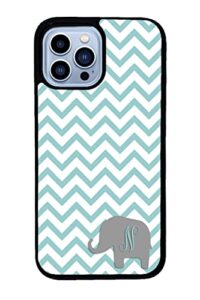 teal and white elephant personalized initial apple iphone black rubber phone case compatible with iphone 14 pro max, pro, max, iphone 13 pro max mini, 12 pro max mini, 11 pro max x xs max xr 8 7 plus