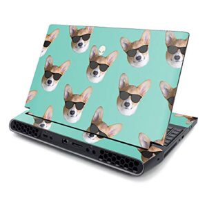 mightyskins skin compatible with alienware area-51m 17" (2019) - cool corgi | protective, durable, and unique vinyl decal wrap cover | easy to apply, remove, and change styles | made in the usa